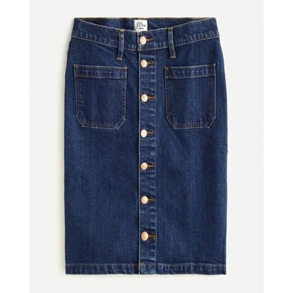 J. Crew Dresses & Skirts - J.Crew Denim Button-Front Skirt Western Heritage Preppy Coastal Fitted Y2K